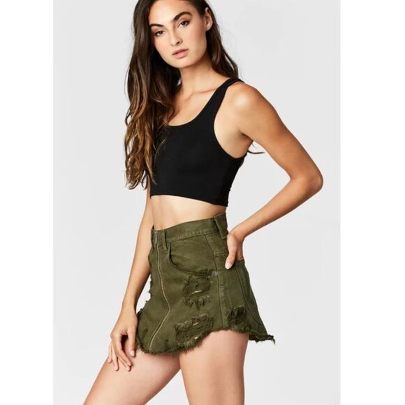 Carmar Teal Green / Blue LF Beatrice Zip Front Distressed Mini Denim Skirt - Picture 6 of 10